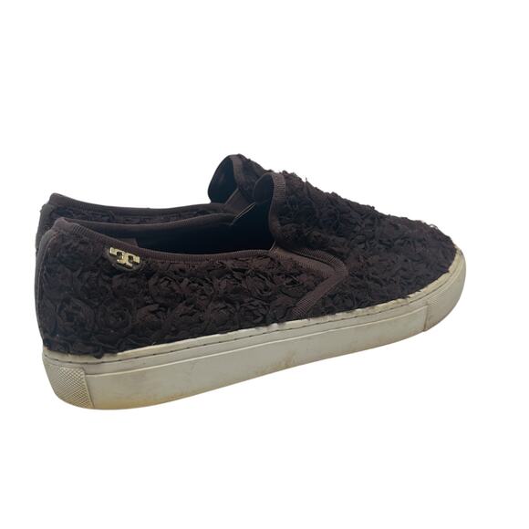 Tory Burch Rosette Fabric Flower Slip On Sneaker Burgundy Red Brown Size US 10 - Picture 6 of 14